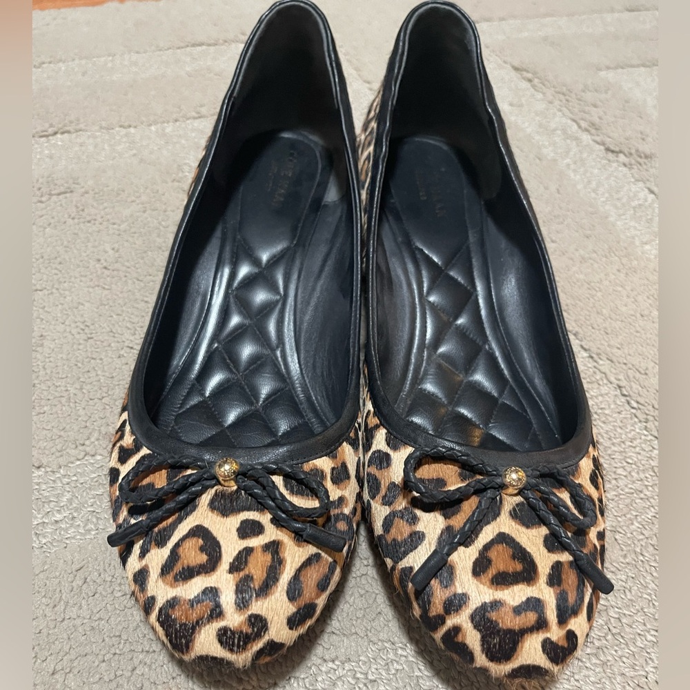 Cole Haan Leopard Print Calf Hair Ballet Wedge Heels Size 10.5